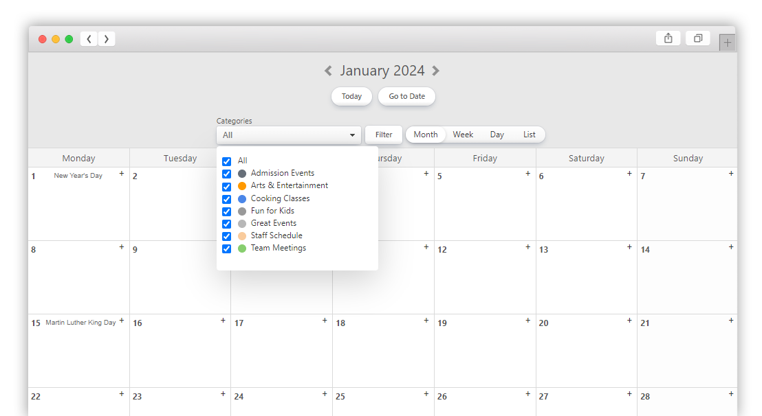 stay organized with color-coded categories